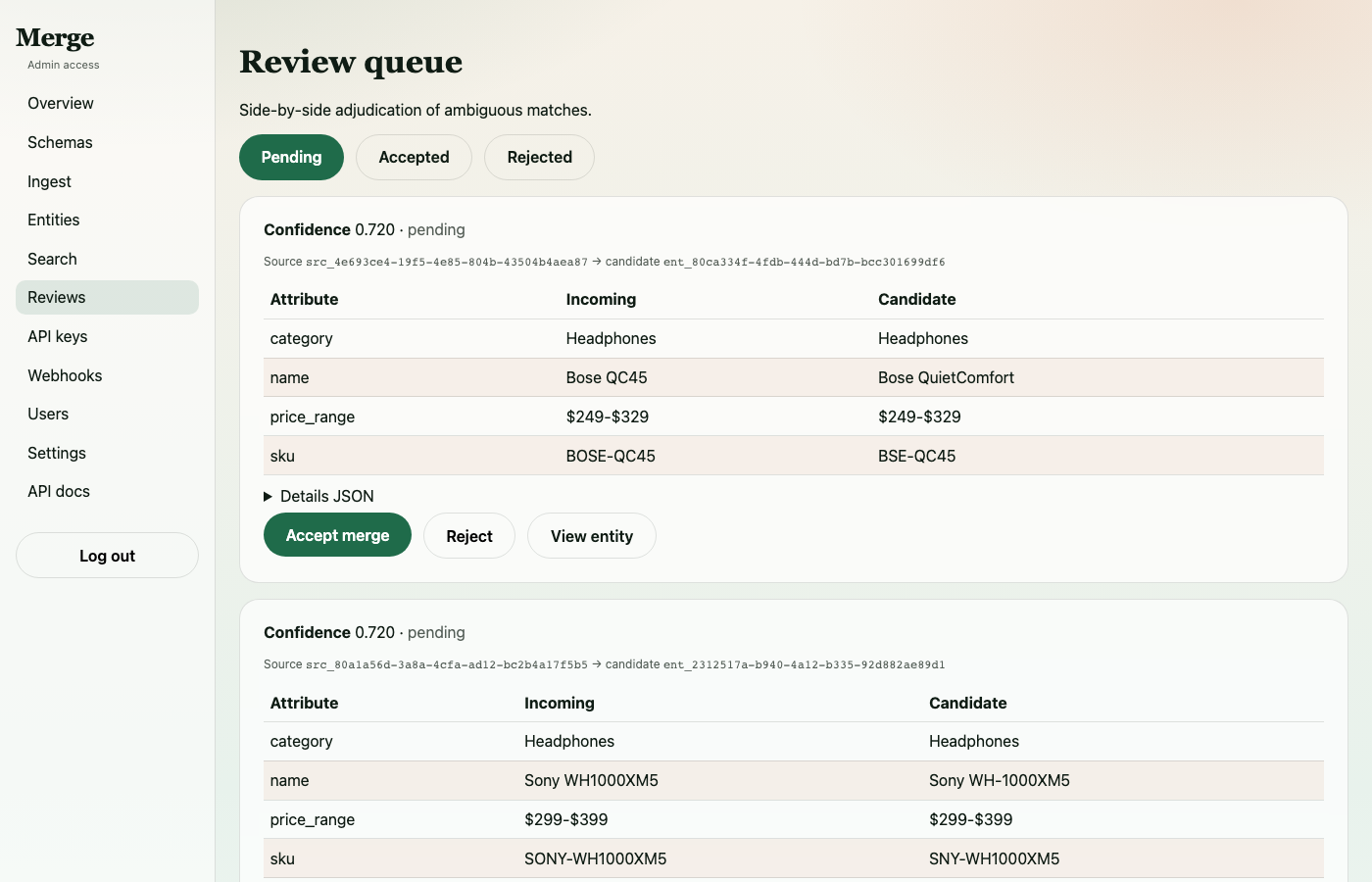Pending reviews before resolution