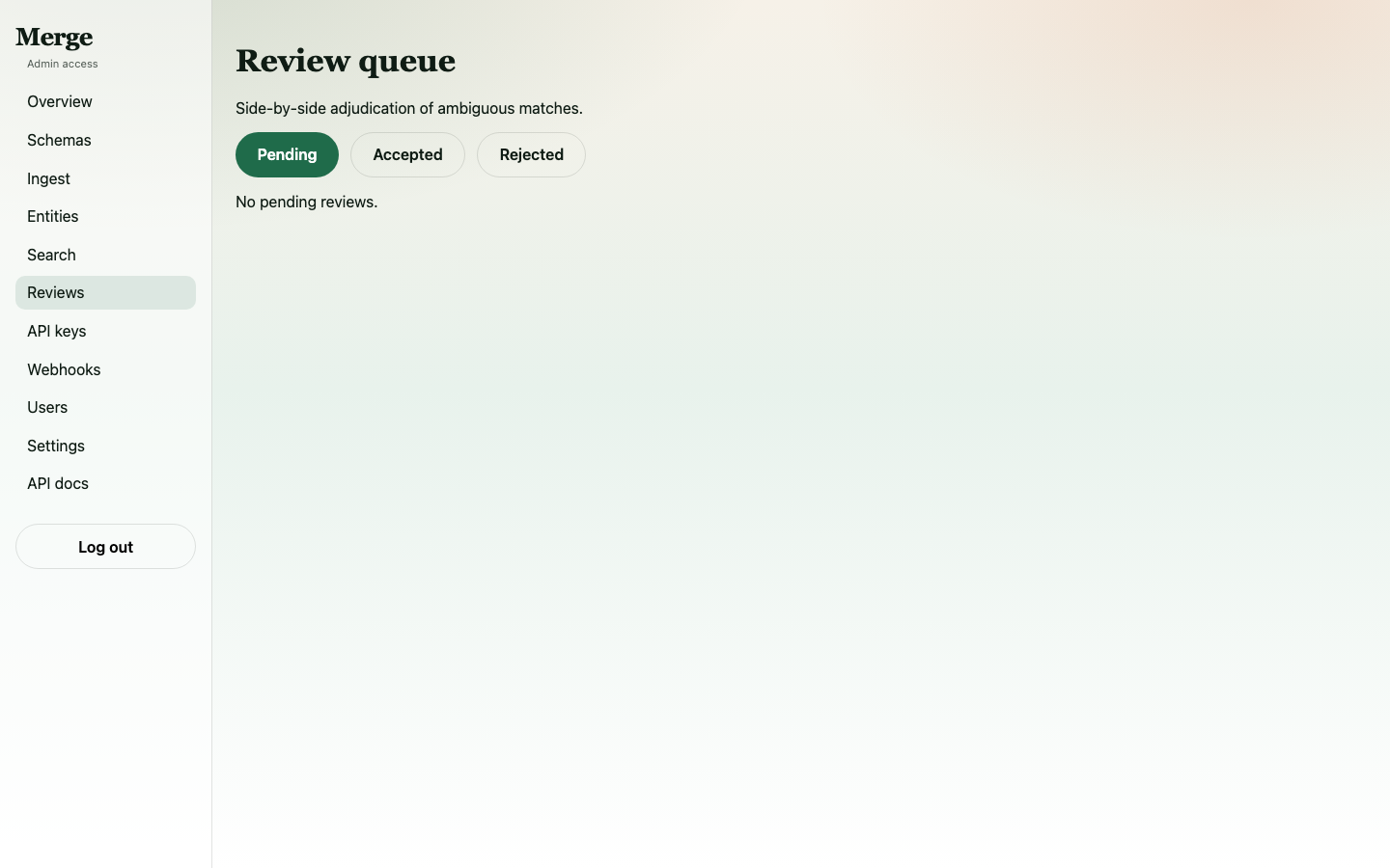 Reviews page showing agentic AI resolution decisions