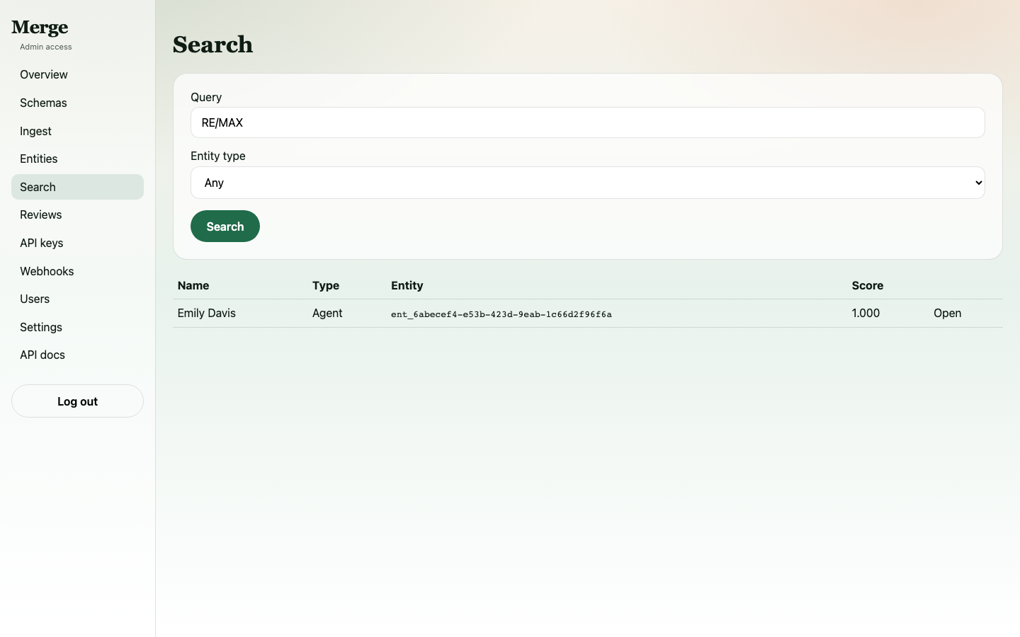 Search results for "RE/MAX" showing unified entity