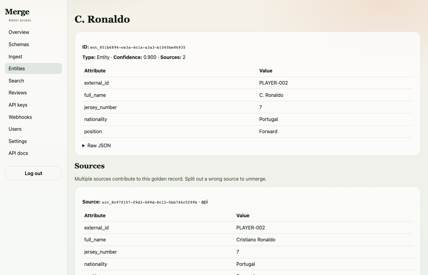 Entity Detail - Ronaldo